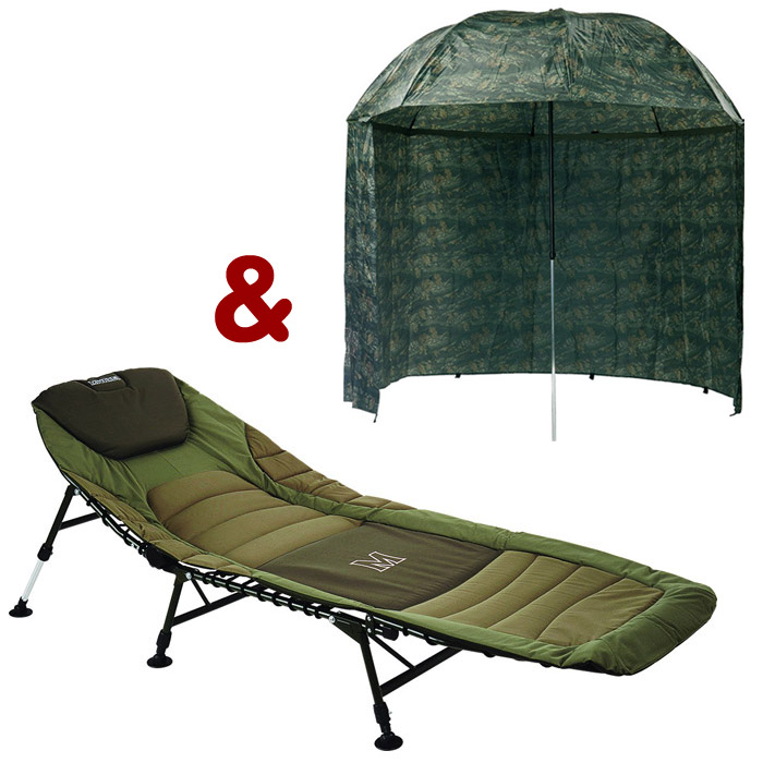 Bedchair Premium + dáždnik PVC Camou